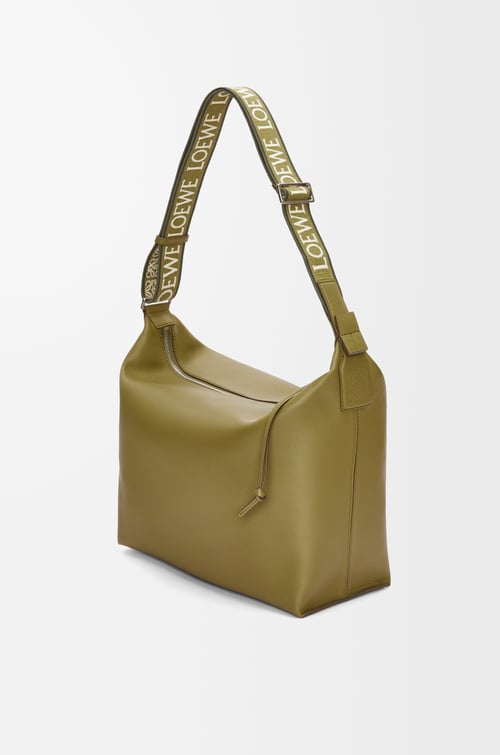 LOEWE Bolso bandolera Cubi en piel de ternera y jacquard Oliva