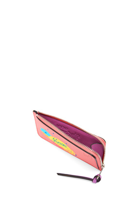 LOEWE Bottle caps coin cardholder in classic calfskin Coral Pink/Bright Purple