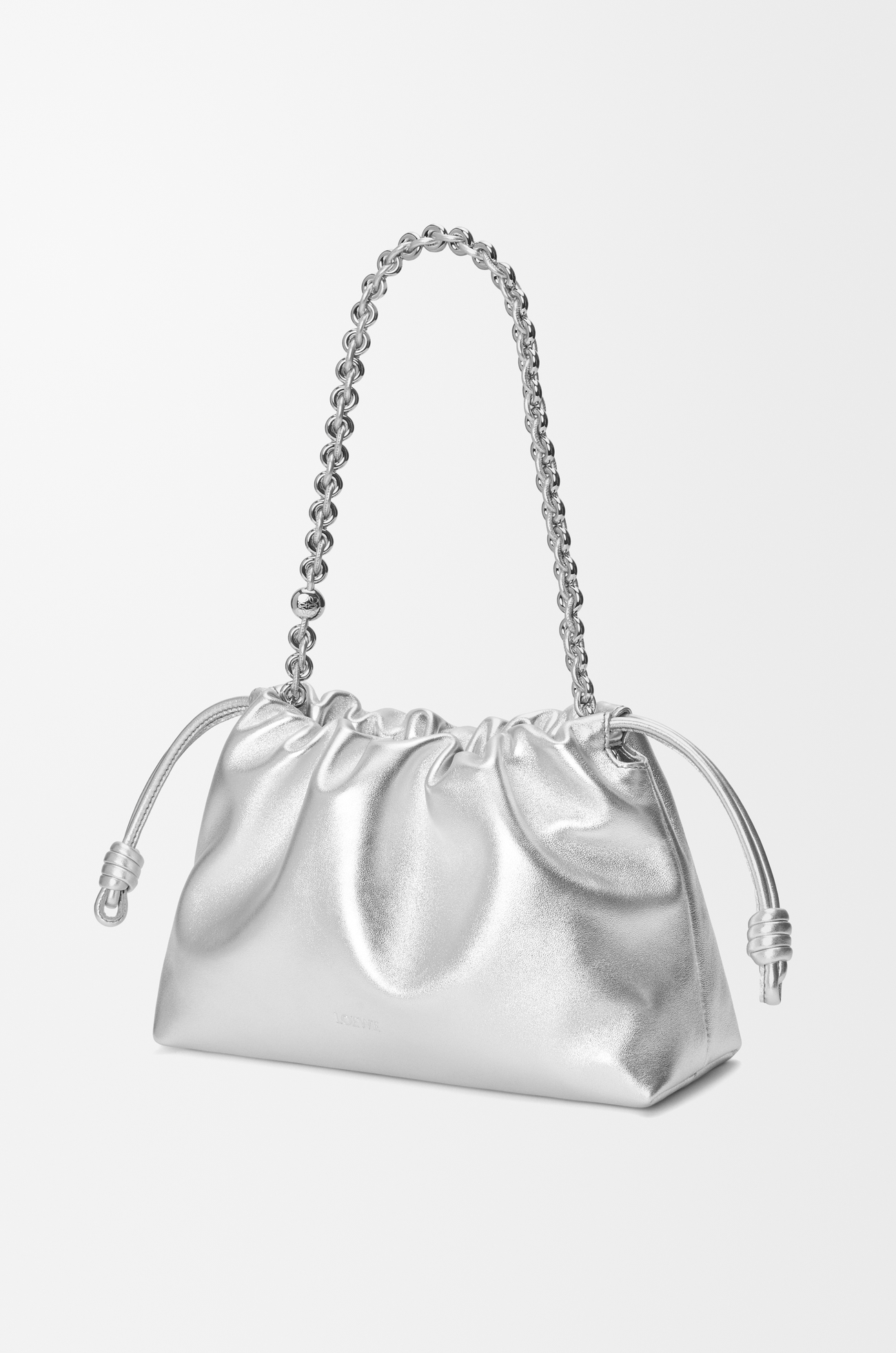 LOEWE Medium Flamenco purse in laminated lambskin Silver plp_rd