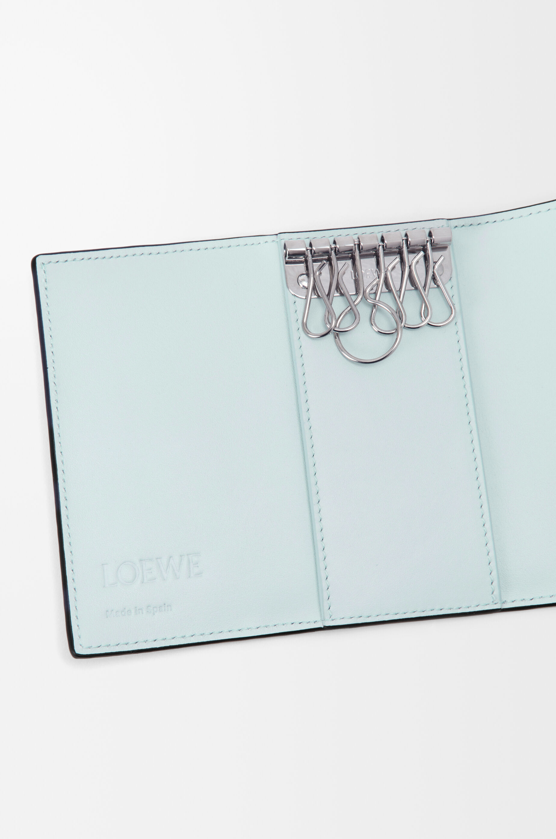 Anagram key case in pebble grained calfskin Blue - LOEWE