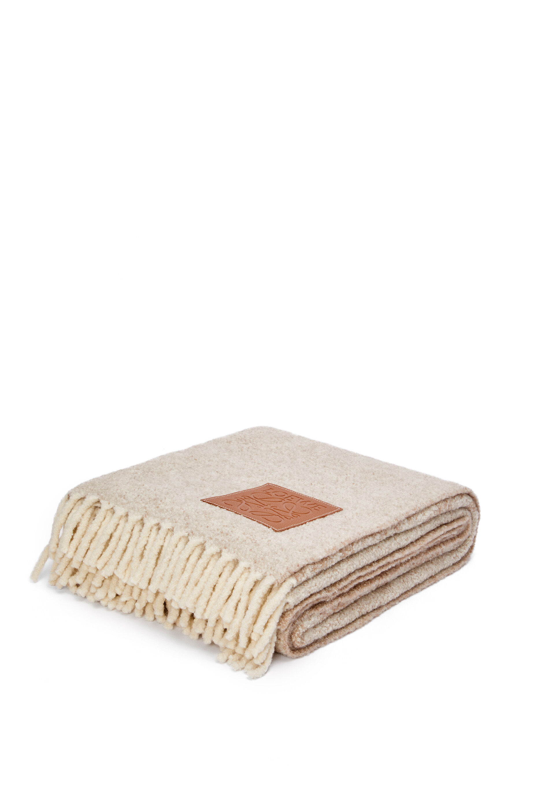Blanket in wool and alpaca Beige White LOEWE