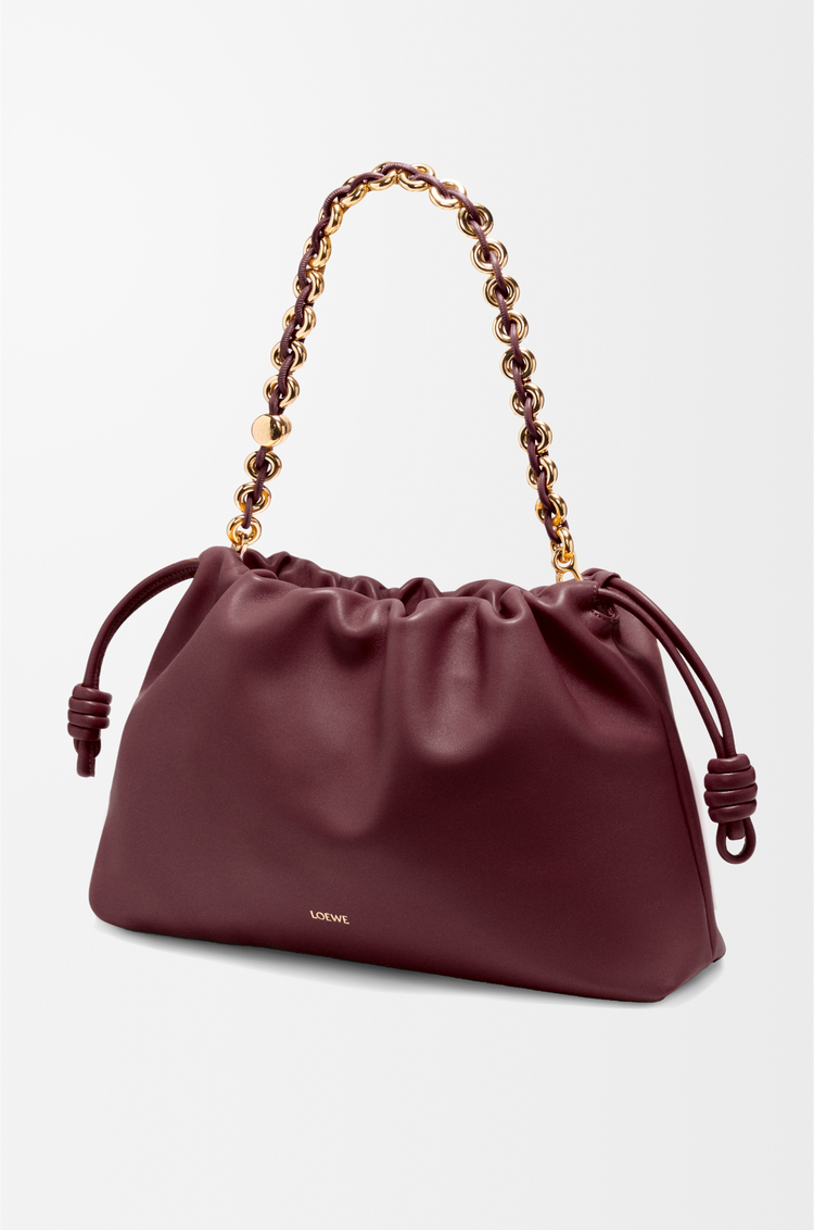 LOEWE 라지 플라멩코 펄스 - 멜로우 나파 램스킨 다크 버건디