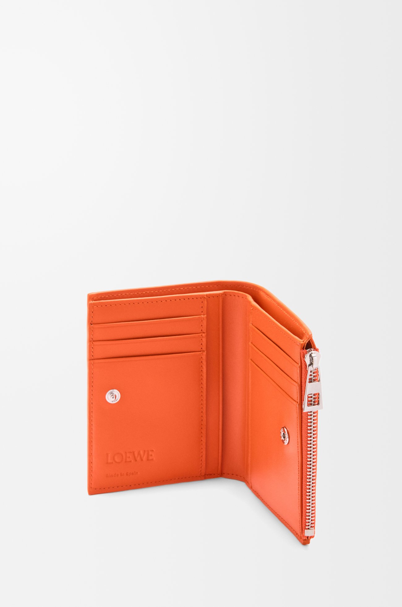 LOEWE Slim compact walllet in textured classic calfskin Orange plp_rd