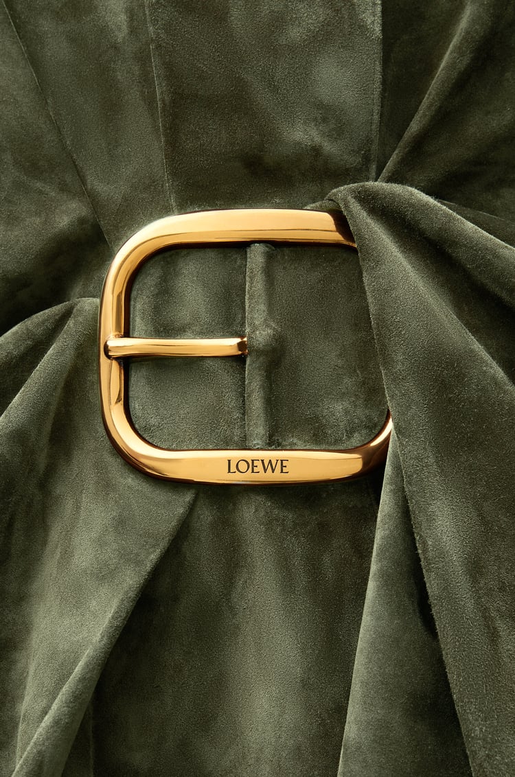 LOEWE Draped top in suede calfskin Khaki Green
