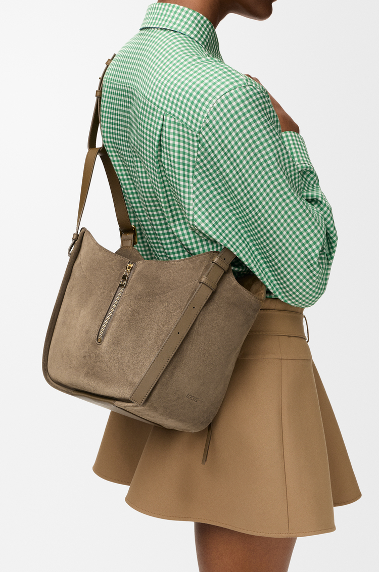 LOEWE Sac Hammock Flip en cuir velours Bosquet