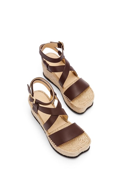 LOEWE Petal espadrille sandal in calfskin Dark Brown plp_rd