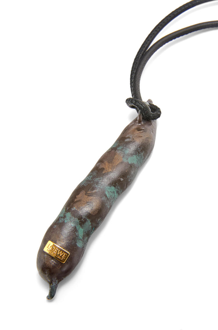 LOEWE Bean pendant in calfskin and brass Aged Green pdp_rd