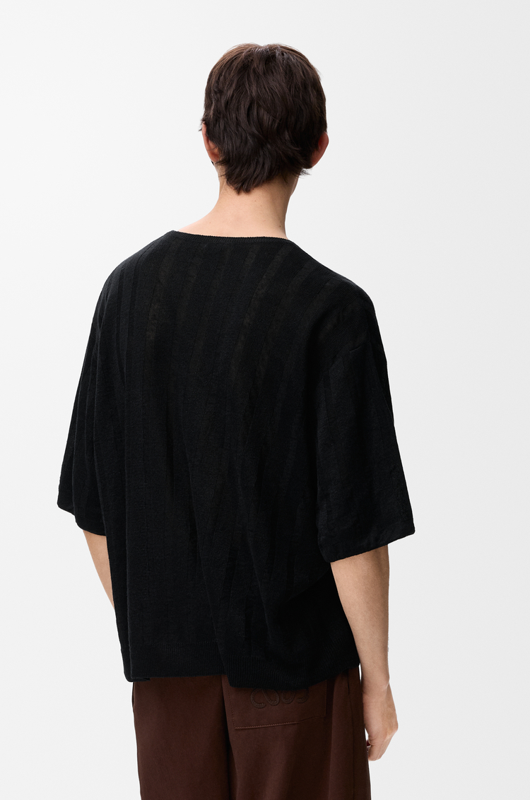 LOEWE Top de manga corta en lino Negro