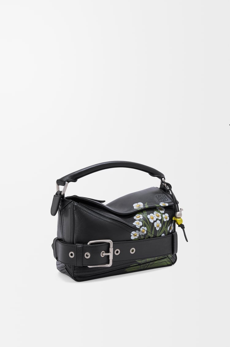 LOEWE Puzzle 10 William Morris re-edition bag in shiny calfskin Black
