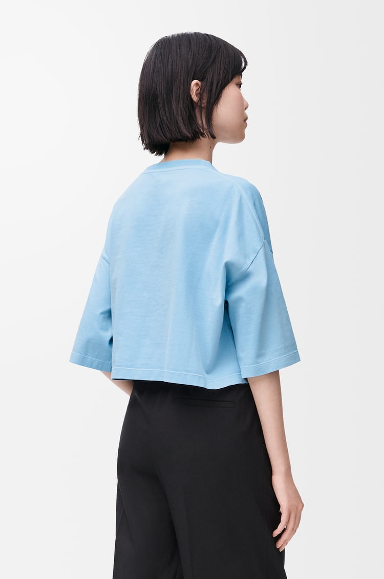 LOEWE T-shirt court en coton Bleu Clair