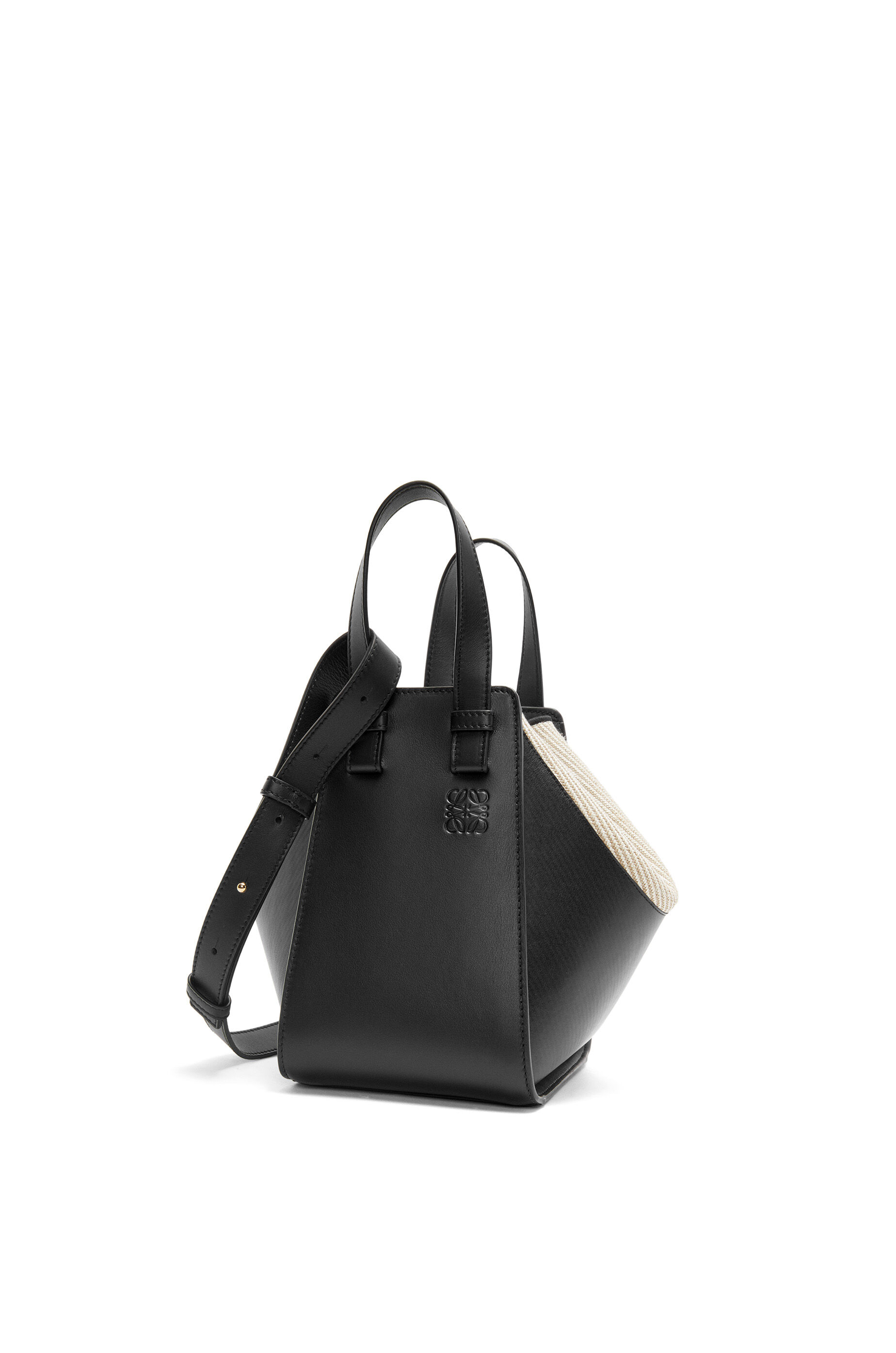 Compact Hammock bag in mellow calfskin and canvas Black LOEWE