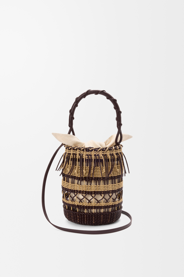 LOEWE Bucket in cord and leather Dark Brown/Multicolor