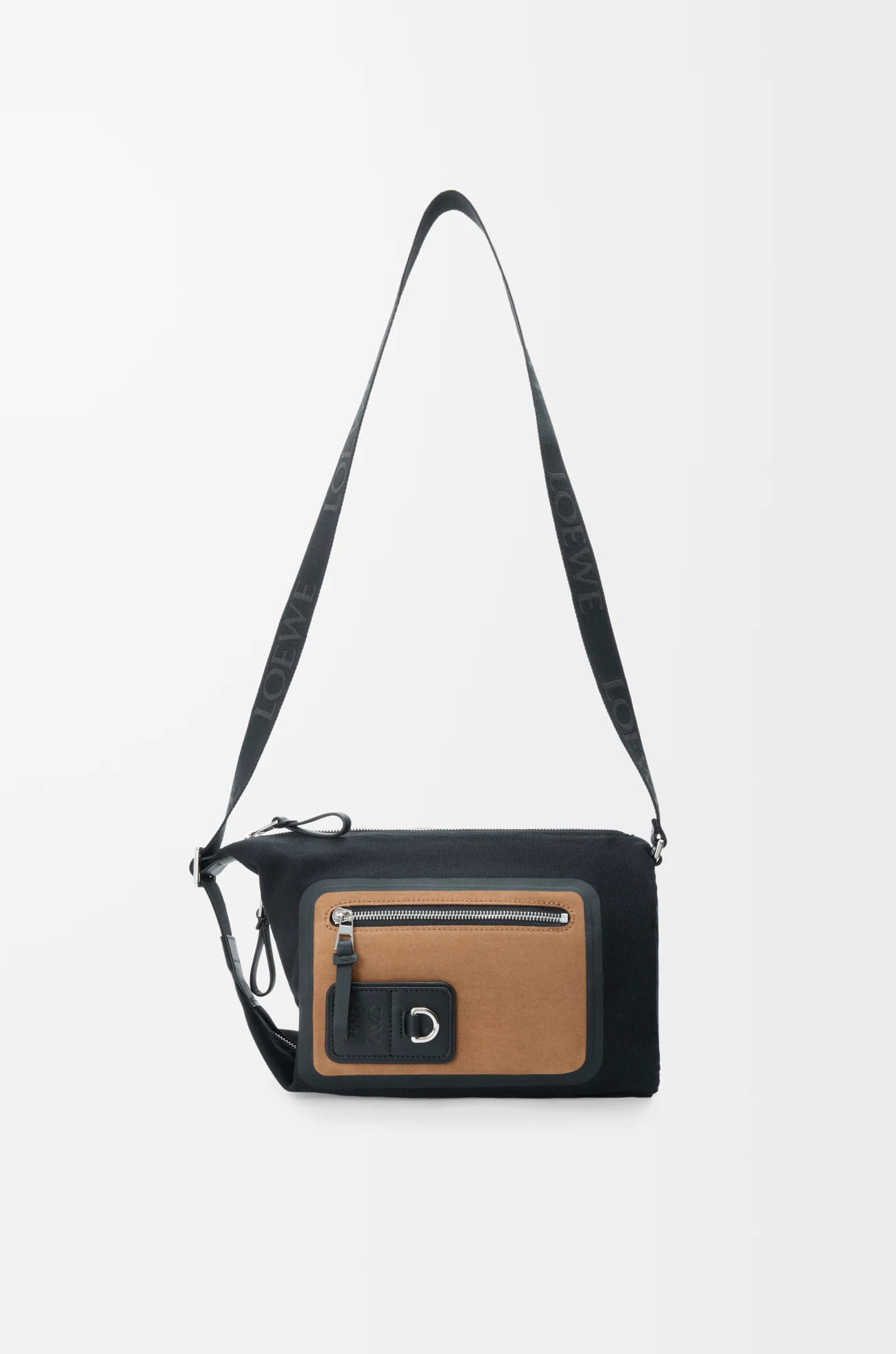 LOEWE Small Flex Loop bucket in canvas and suede Black/Dark Gold
