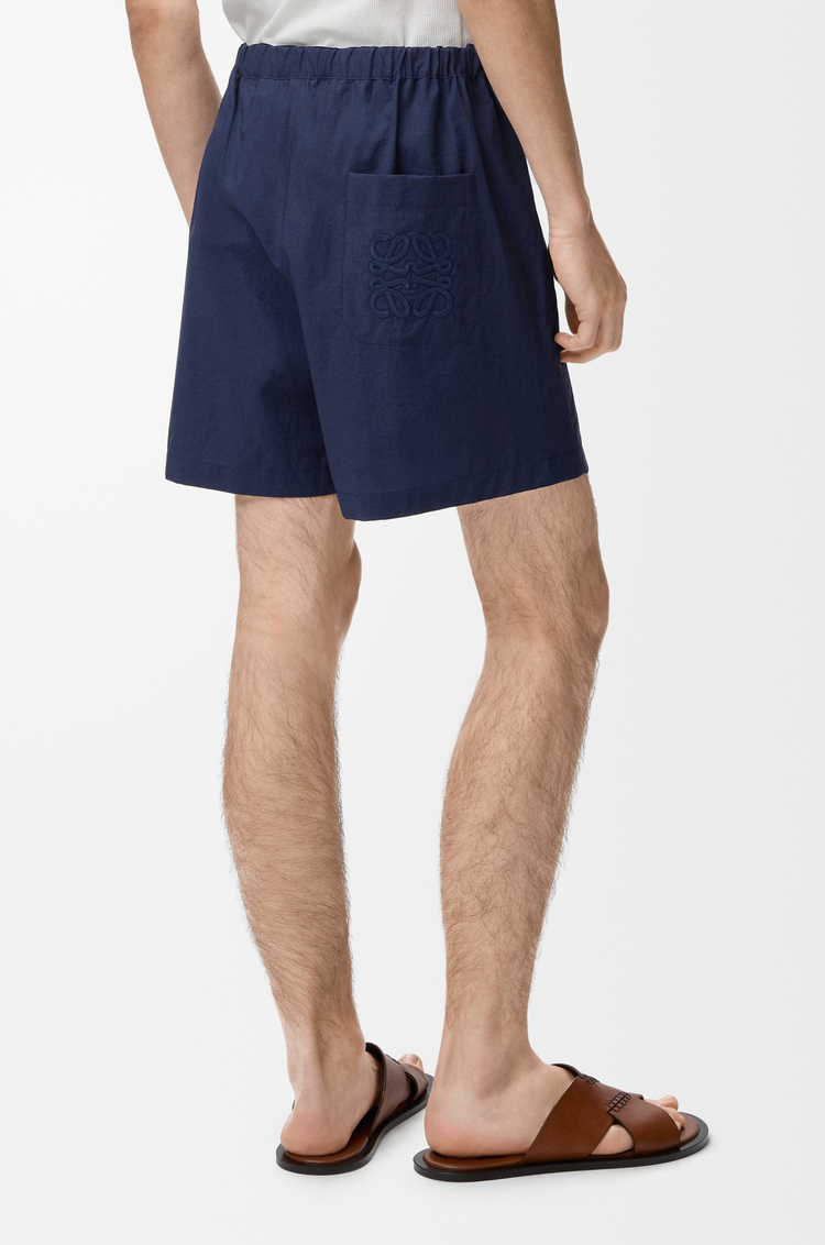 LOEWE Pantalón corto en mezcla de algodón Azul Marino