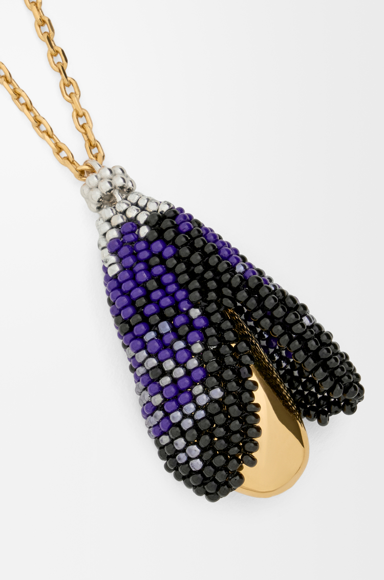 LOEWE 银质和珠饰贝壳项链 金色/黑色