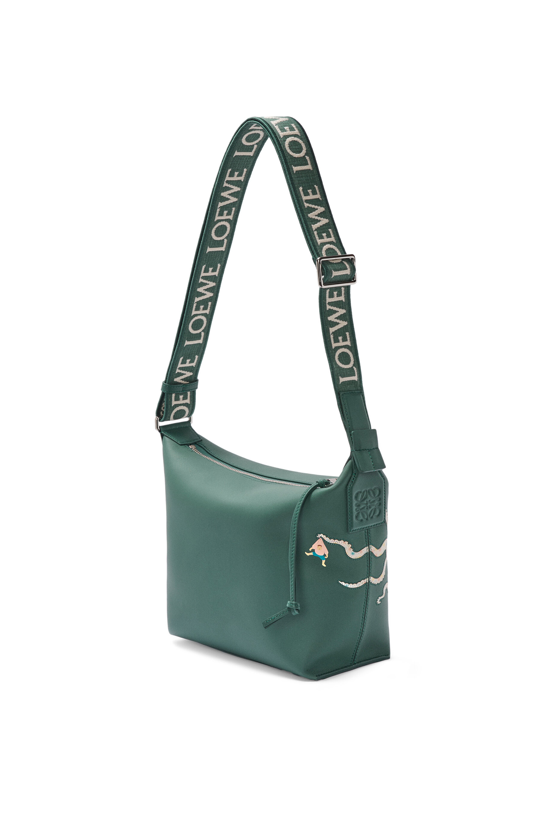 Octopus small Cubi crossbody bag in classic calfskin Vetiver LOEWE