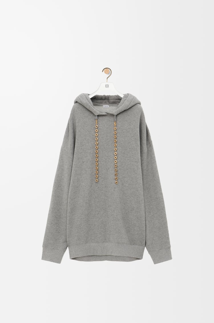 LOEWE Sudadera con capucha y cadena en algodón y cashmere Gris Plomo