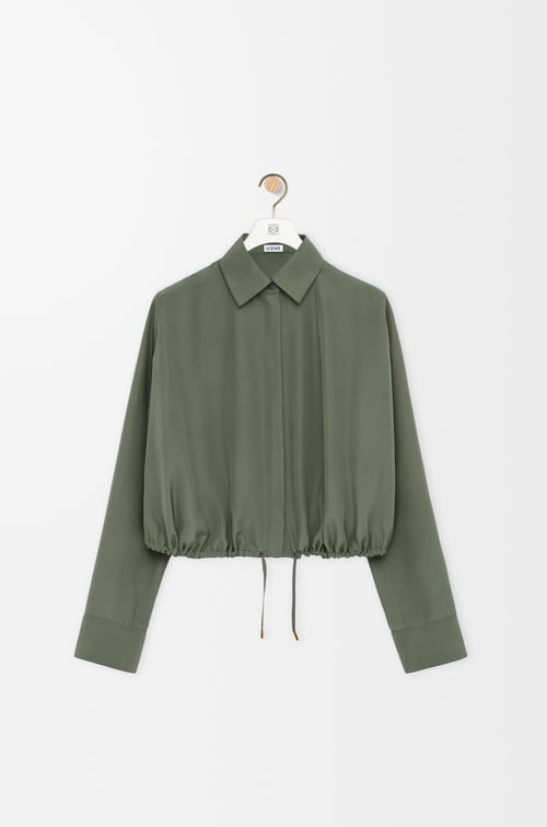 LOEWE Camisa globo en seda Verde Caqui