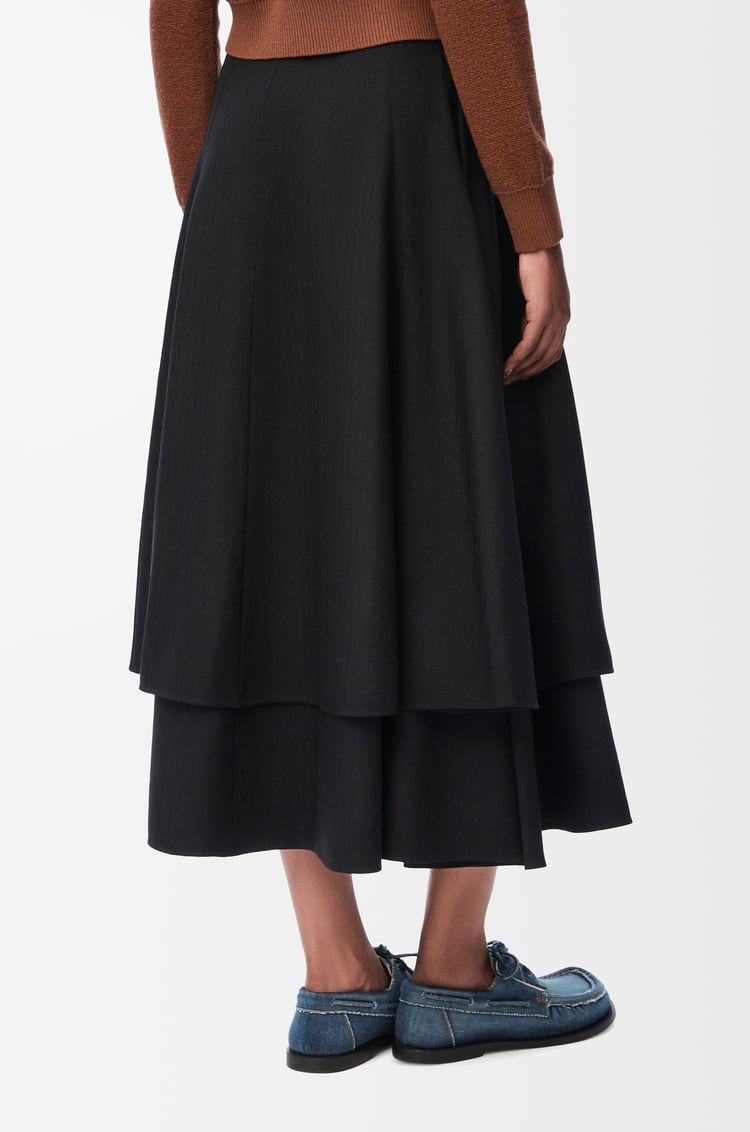 LOEWE Falda de doble capa en lana Negro