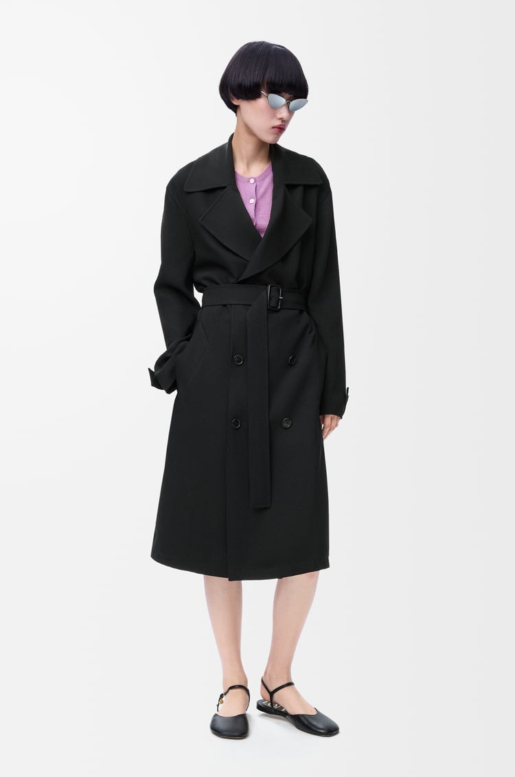 LOEWE Gabardina en viscosa elástica Negro