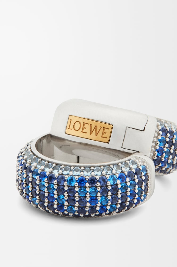 LOEWE パヴェ フープ ピアス（スターリングシルバー＆クリスタル） シルバー/ブルー