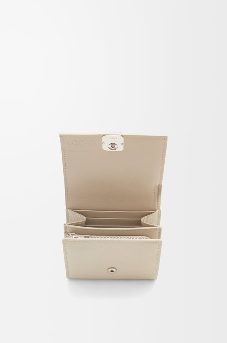 LOEWE Anagram compact flap wallet in pebble grained calfskin Light Ghost