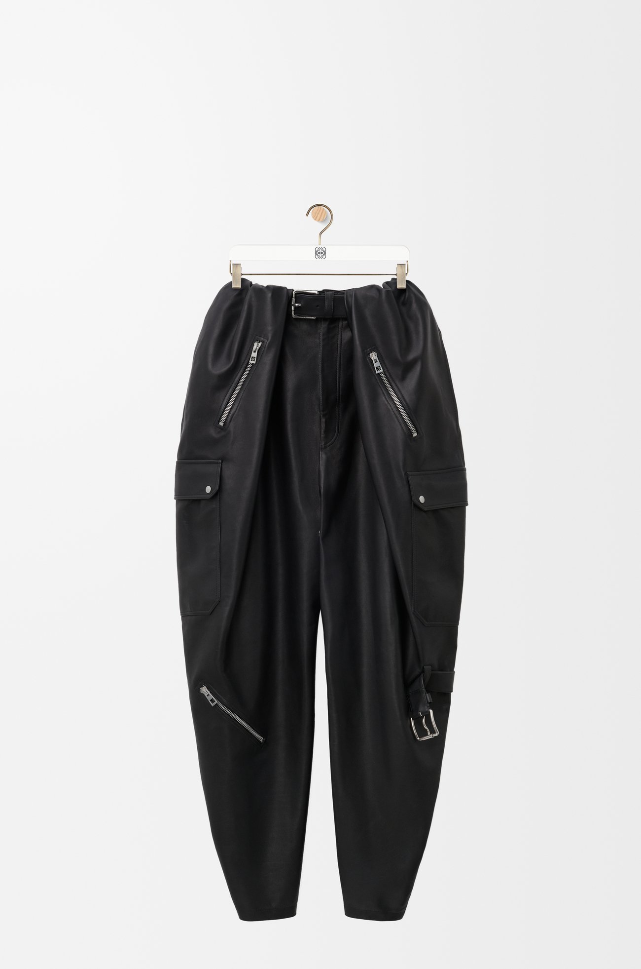 LOEWE Balloon cargo trousers in mellow nappa lambskin Black