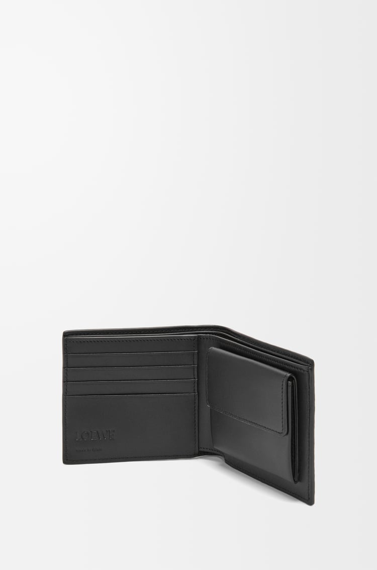 LOEWE 柔軟粒面小牛皮雙褶零錢夾 黑色