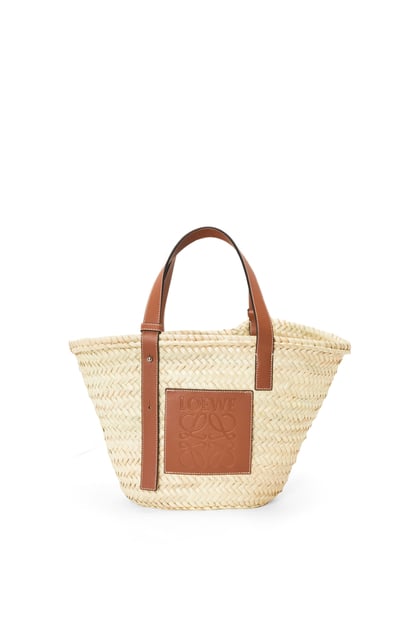 LOEWE Basket bag in raffia and calfskin Natural/Tan