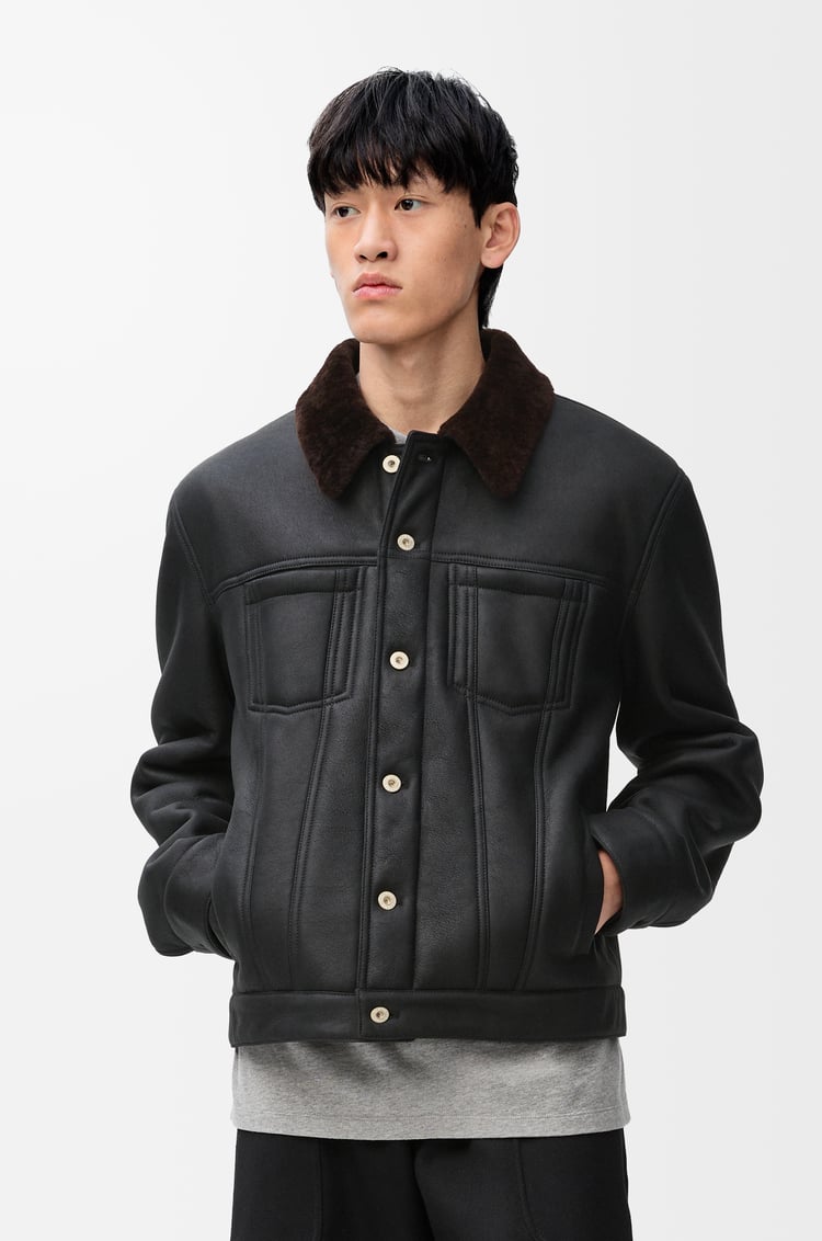 LOEWE 剪羊毛外套 Brown Chocolate/Black