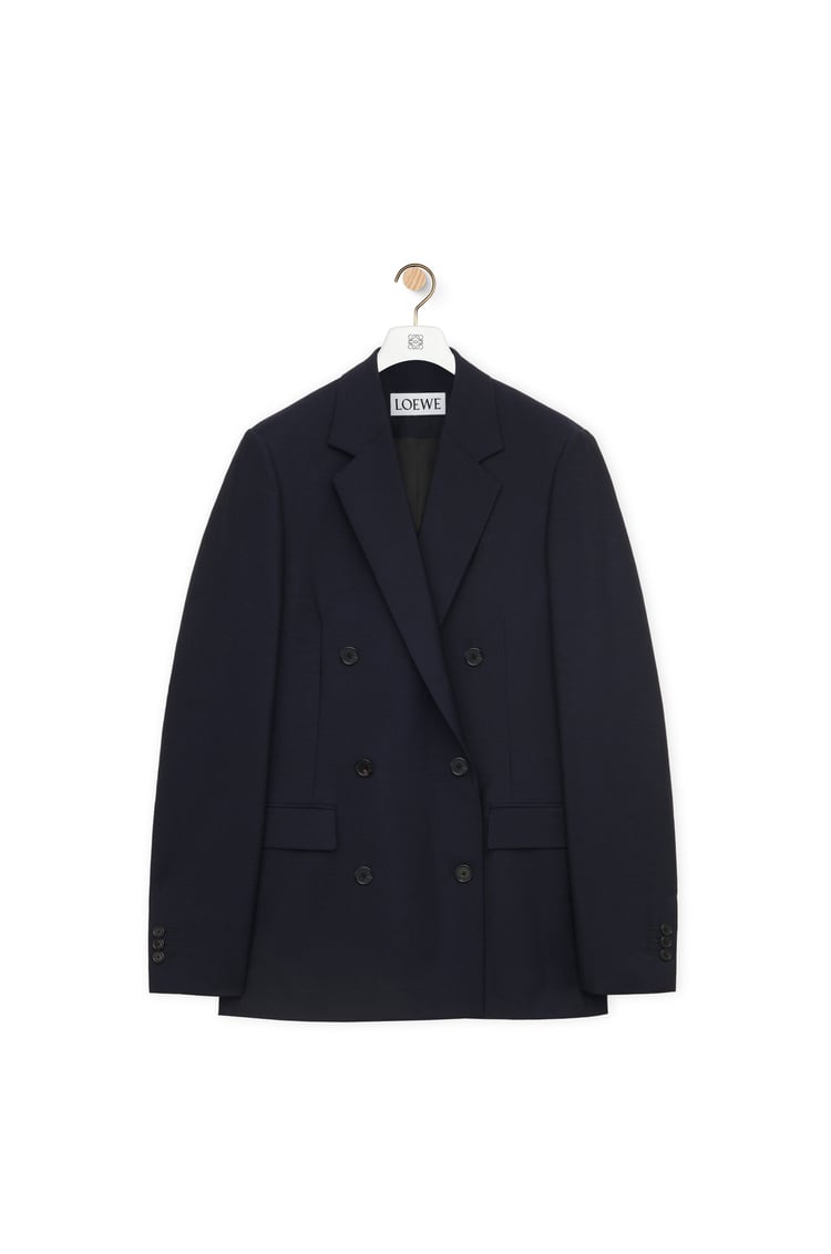 LOEWE Double breasted jacket in mohair and wool Midnight Blue