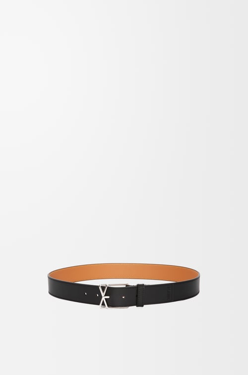 LOEWE Layered Cross Buckle belt in smooth calfskin Black/Palladium