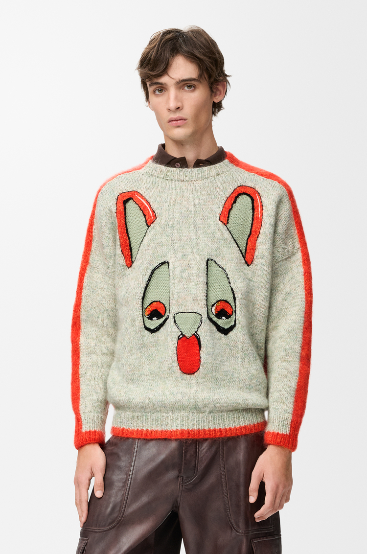 LOEWE Pullover aus Wolle White/Orange/Blue