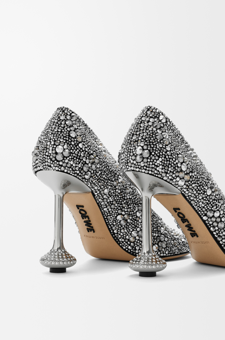 LOEWE Toy pump in suede and strass Silver