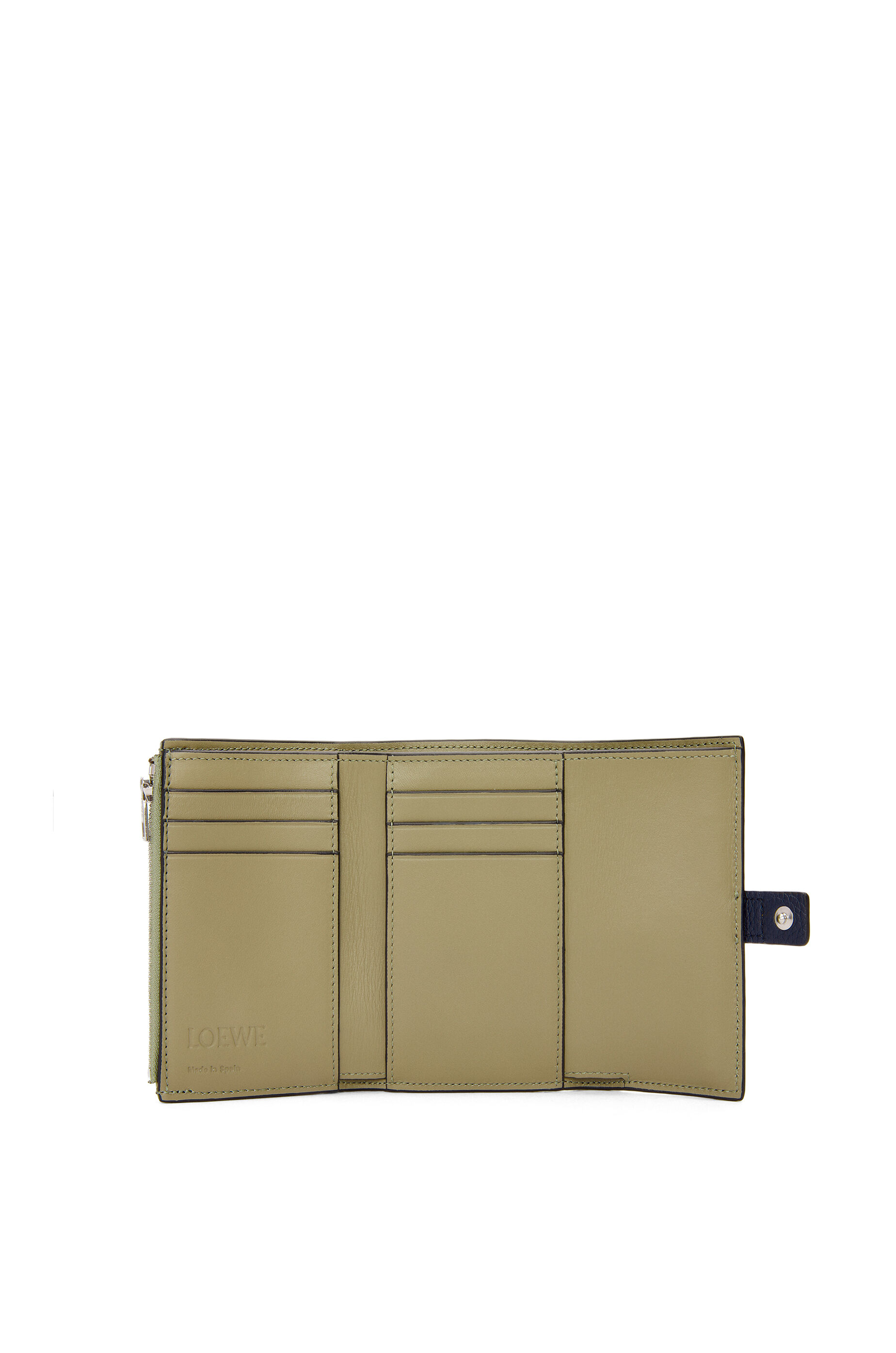バーティカル ウォレット スモール（ソフトグレインカーフ） アビスブルー/オリーブ - LOEWE
