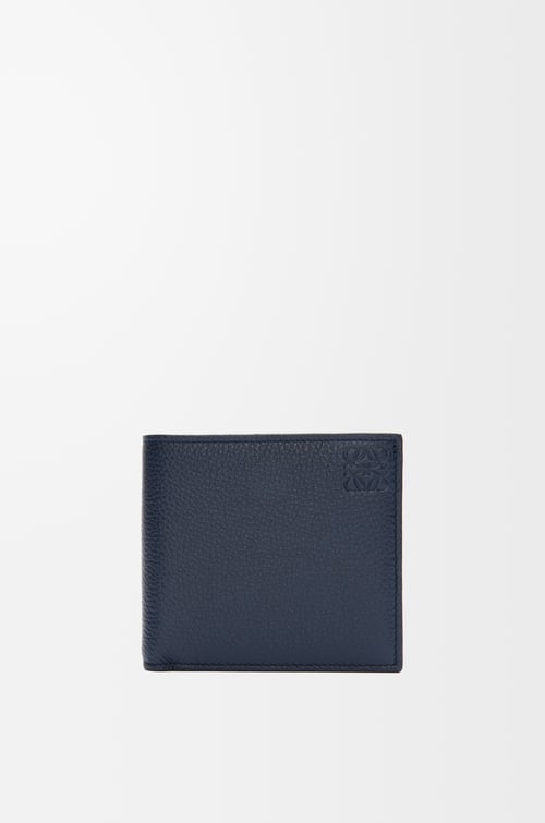 LOEWE 柔軟粒面小牛皮雙褶零錢夾 深海軍藍
