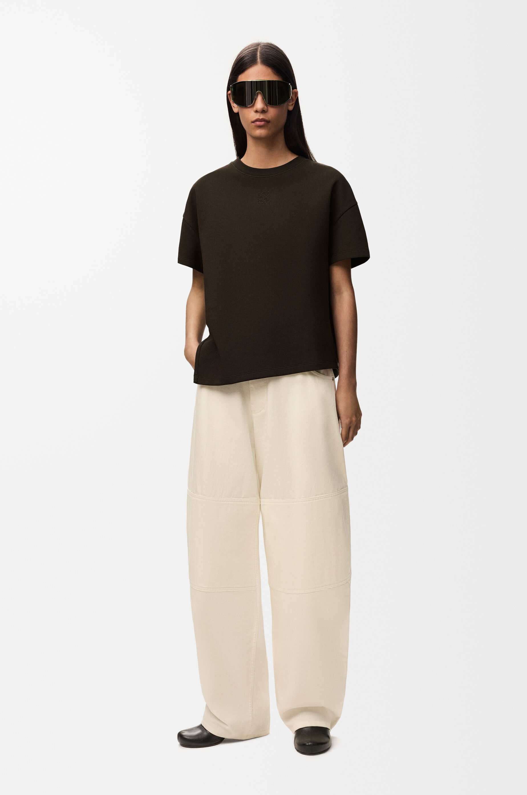 Asymmetric t-shirt in cotton blend Brown - LOEWE International