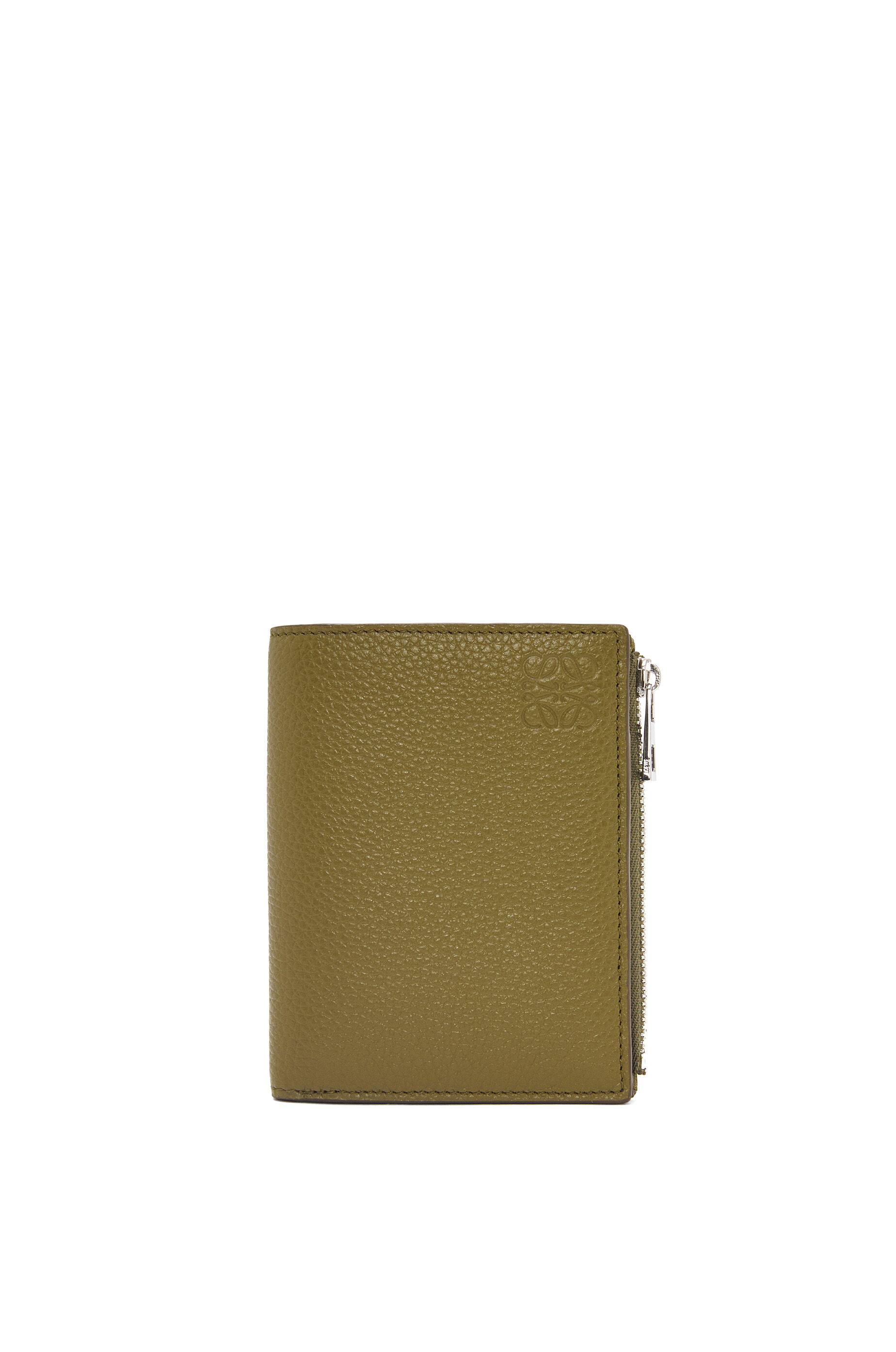 Slim compact wallet in soft grained calfskin