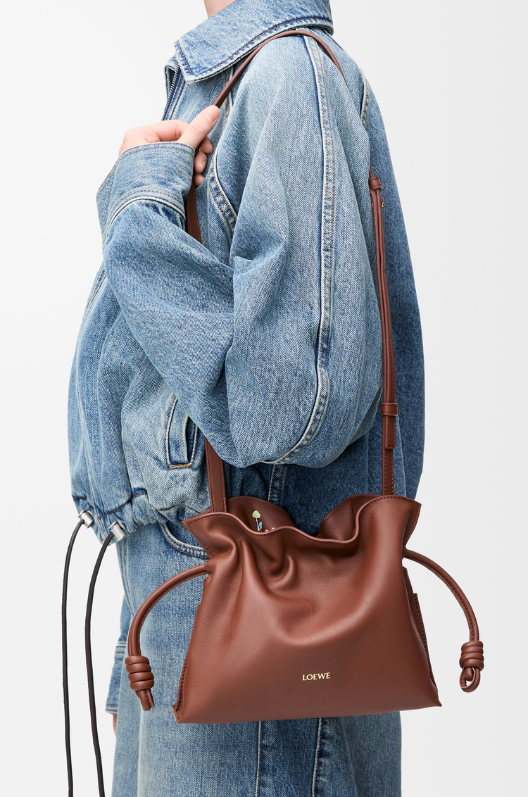 LOEWE Hamster mini Flamenco clutch in nappa calfskin Havana