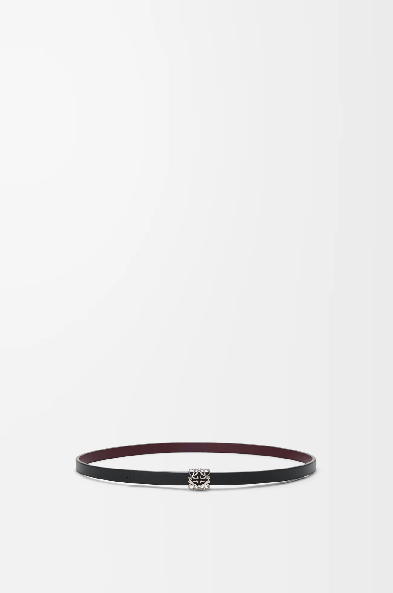 LOEWE Cinturón reversible Anagram Bombé en piel de ternera Negro/Burdeos