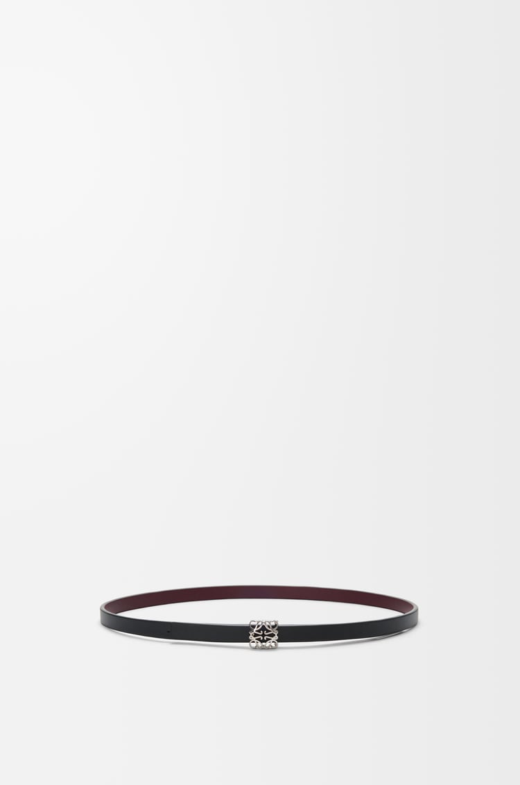 LOEWE Cinturón reversible Anagram Bombé en piel de ternera Negro/Burdeos