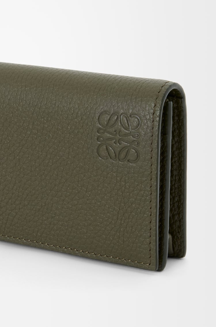 LOEWE 柔软粒面牛皮革名片夹 卡其绿色