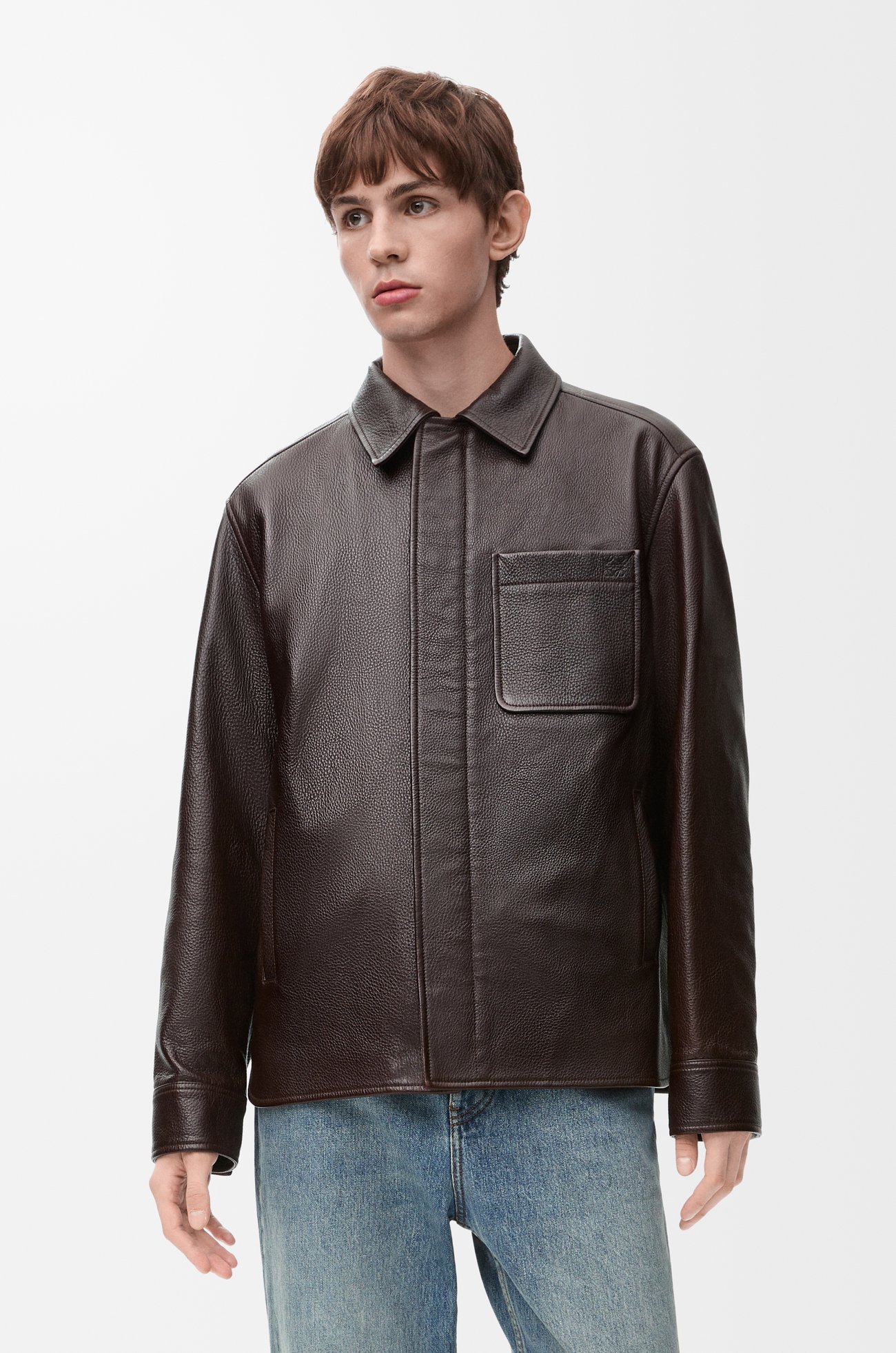 LOEWE Overshirt in deerskin Oxblood