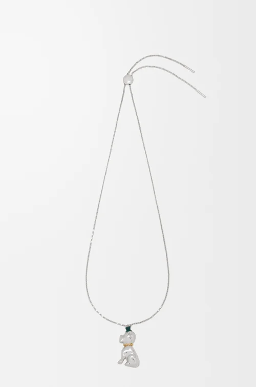 LOEWE Collar Dog Plateado/Verde