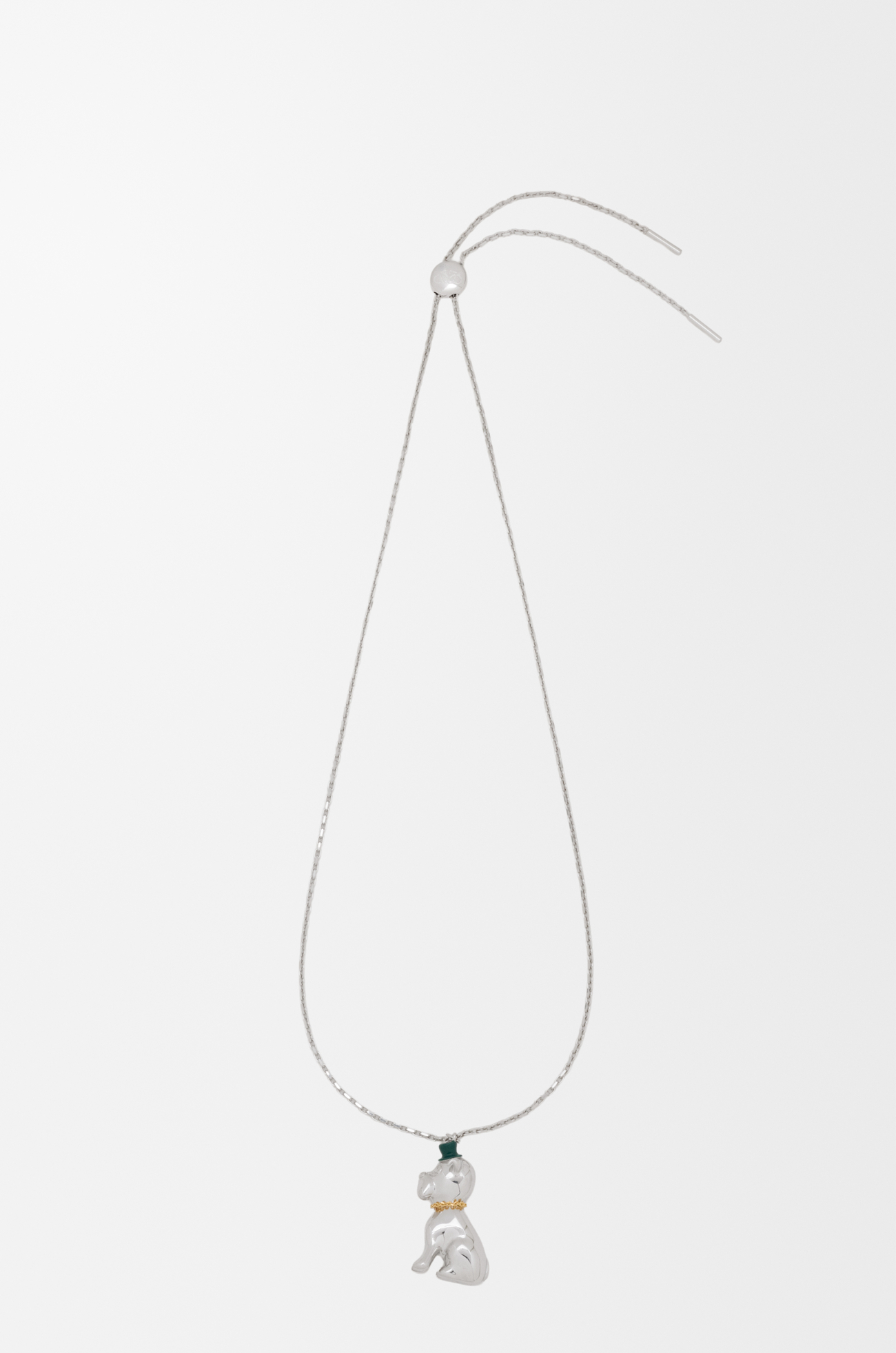 LOEWE Dog necklace in enamel Silver/Green
