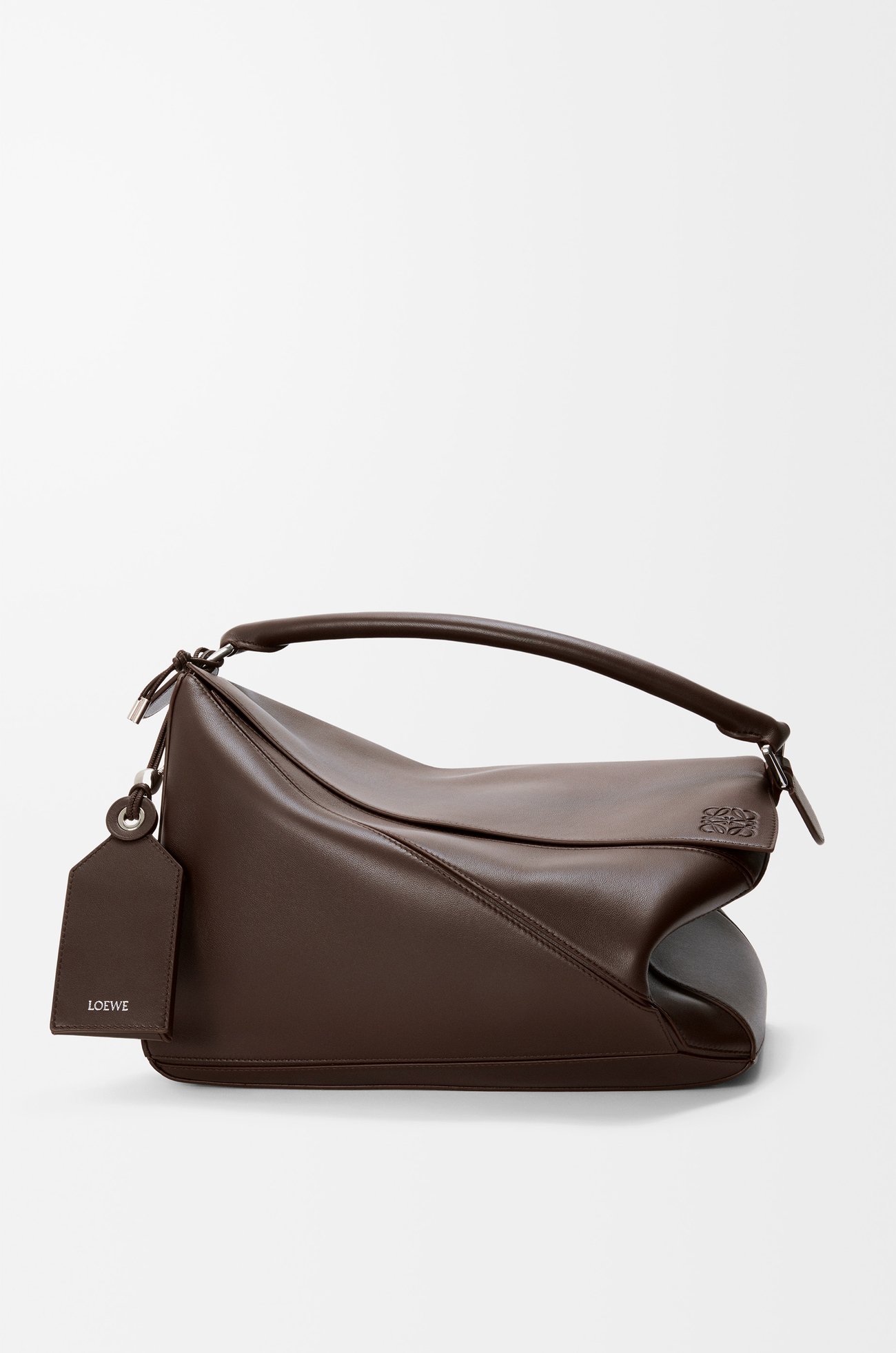 LOEWE フェザーライト パズルバッグ ラージ（ナパラム） ダークブラウニー