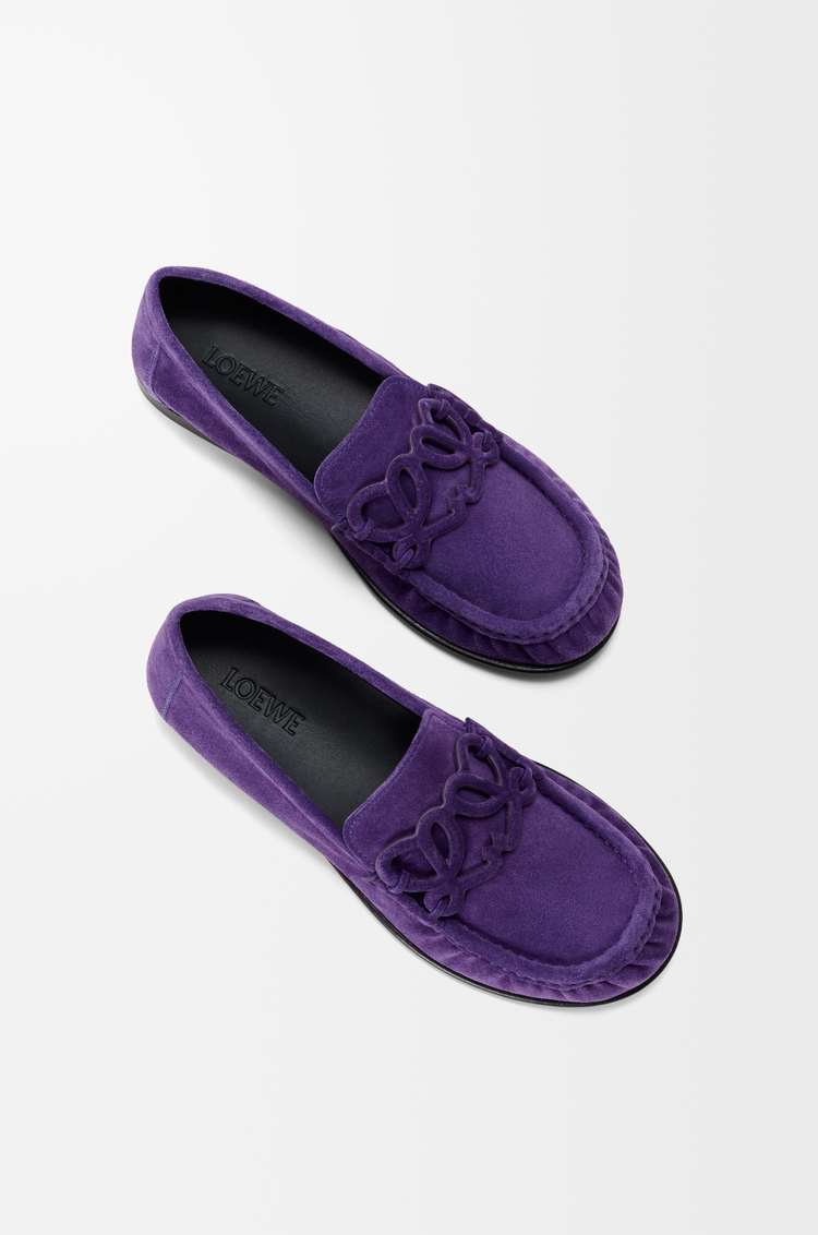 LOEWE 더블 L 로퍼 - 스웨이드 카프스킨 Deep Purple