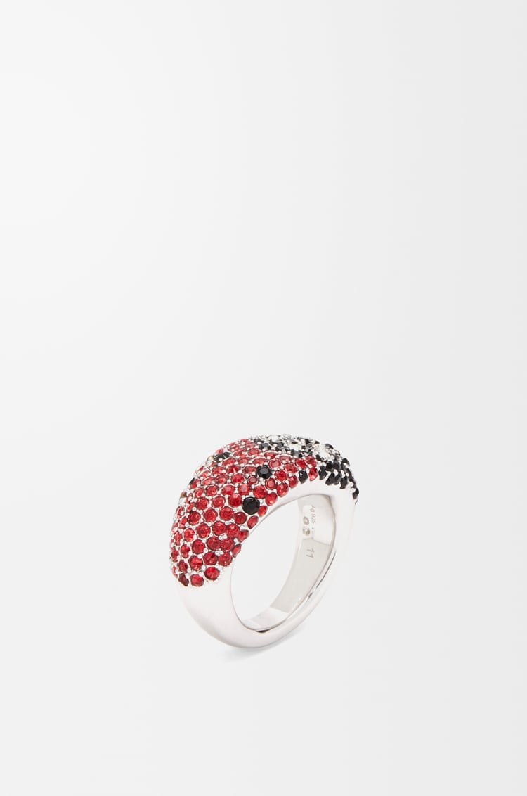 LOEWE Signet ring in sterling silver and crystals Silver/Red/Black