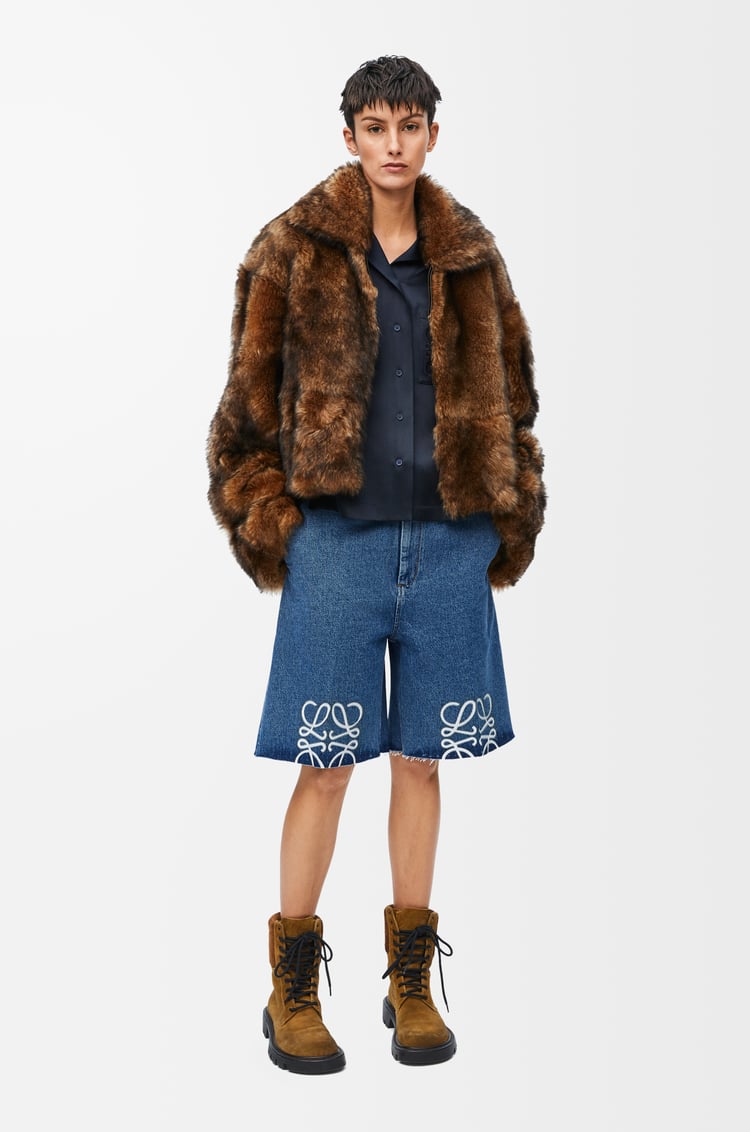 LOEWE Anagram shorts in denim Jeans Blue