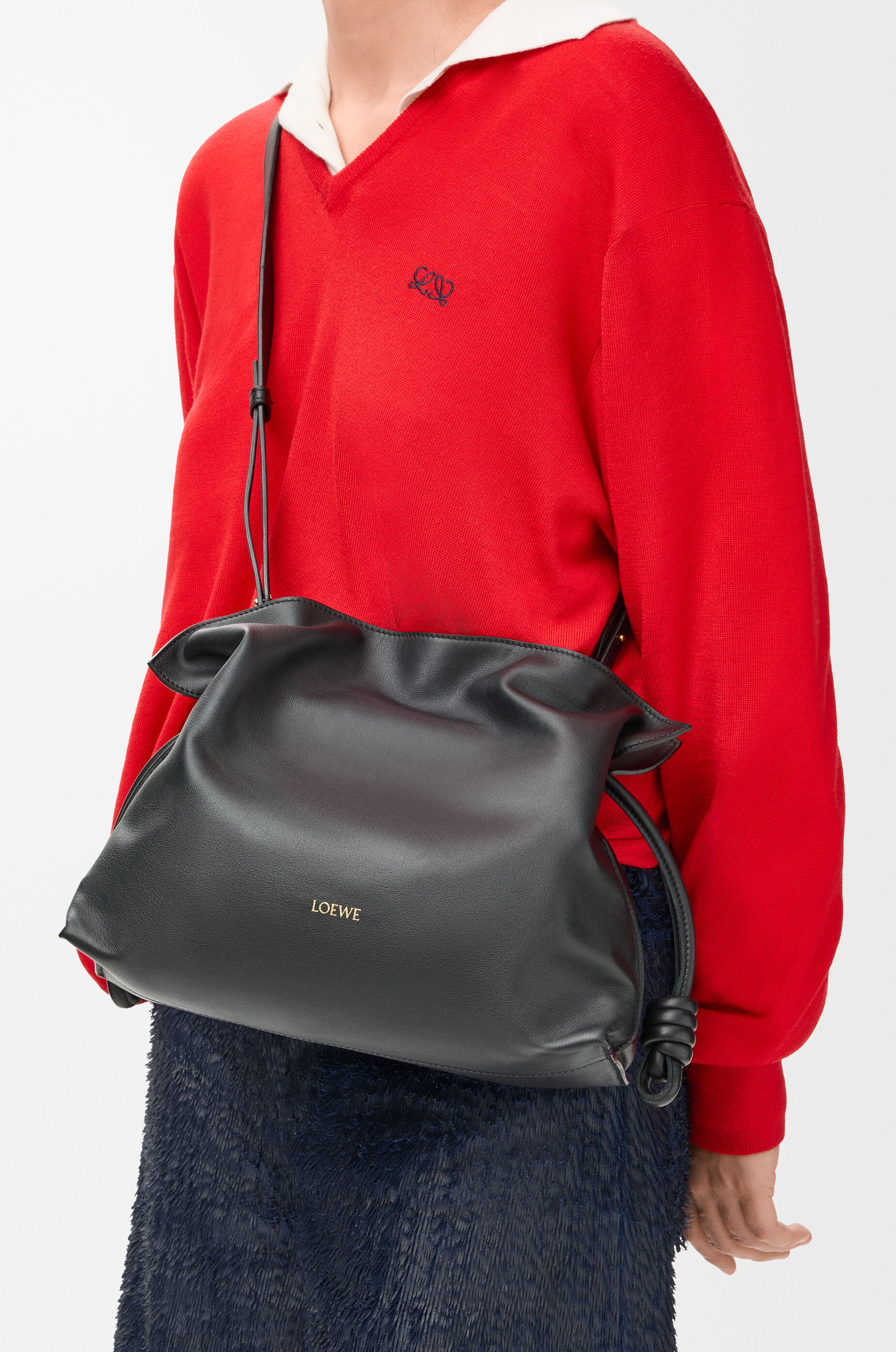 フラメンコクラッチ ミディアム（ナパカーフ） ブラック - LOEWE Japan